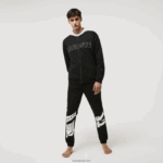 Lacoste קפוצ'ון מקורה ממותג צמר כותנה DZ4D0D1474 שחור אפור chine snp גברים