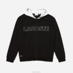 Lacoste קפוצ'ון מקורה ממותג צמר כותנה DZ4D0D1474 שחור אפור chine snp גברים - Image 4