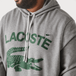 Lacoste קפוצ'ון צמר כותנה - במידות גדולות - גבוה DZ4D0D364 אפור chine yrd גברים - Image 4