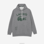 Lacoste קפוצ'ון צמר כותנה - במידות גדולות - גבוה DZ4D0D364 אפור chine yrd גברים - Image 5