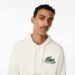 Lacoste קפוצ'ון צמר לא מוברש עם רוכסן DZ4D0D319 לבן 70V גברים - Image 2