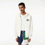 Lacoste קפוצ'ון צמר לא מוברש עם רוכסן DZ4D0D319 לבן 70V גברים