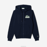 Lacoste קפוצ'ון צמר לא מוברש עם רוכסן DZ4D0D320 כחול כהה 166 גברים - Image 3