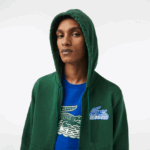 Lacoste קפוצ'ון צמר לא מוברש עם רוכסן DZ4D0D321 ירוק 132 גברים - Image 2