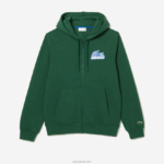 Lacoste קפוצ'ון צמר לא מוברש עם רוכסן DZ4D0D321 ירוק 132 גברים - Image 4