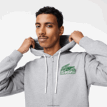Lacoste קפוצ'ון צמר לא מוברש עם רוכסן DZ4D0D322 chine אפור cca גברים