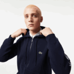 Lacoste קפוצ'ון רוכסן בגזרה קלאסית עם פסי מותג DZ4D0D14 כחול כהה 166 גברים - Image 2
