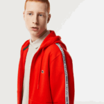 Lacoste קפוצ'ון רוכסן בגזרה קלאסית עם פסי מותג DZ4D0D15 אדום s5h גברים - Image 2
