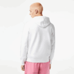 Lacoste קפוצ'ון רוכסן בגזרה קלאסית עם פסי מותג DZ4D0D12 לבן 001 גברים - Image 3