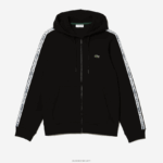 Lacoste קפוצ'ון רוכסן בגזרה קלאסית עם פסי מותג DZ4D0D13 שחור 031 גברים - Image 4