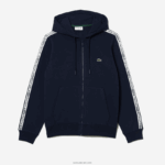 Lacoste קפוצ'ון רוכסן בגזרה קלאסית עם פסי מותג DZ4D0D14 כחול כהה 166 גברים - Image 4