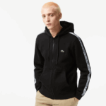 Lacoste קפוצ'ון רוכסן בגזרה קלאסית עם פסי מותג DZ4D0D13 שחור 031 גברים