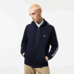 Lacoste קפוצ'ון רוכסן בגזרה קלאסית עם פסי מותג DZ4D0D14 כחול כהה 166 גברים