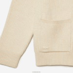 Lacoste קרדיגן כותנה אורגנית עם צווארון V DZ4D0D492 לבן xfj גברים - Image 5