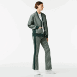 Lacoste קרדיגן עם הדפס מונוגרמה בגזרה רופפת DZ4D0D2635 ירוק בז '7m4 נשים - Image 2