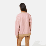 Lacoste קרדיגן עם הדפס מונוגרמה בגזרה רופפת DZ4D0D2634 ורוד בהיר בז' nxg נשים - Image 3