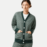 Lacoste קרדיגן עם הדפס מונוגרמה בגזרה רופפת DZ4D0D2635 ירוק בז '7m4 נשים - Image 4