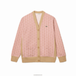 Lacoste קרדיגן עם הדפס מונוגרמה בגזרה רופפת DZ4D0D2634 ורוד בהיר בז' nxg נשים - Image 4