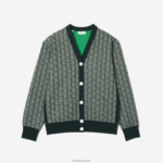 Lacoste קרדיגן עם הדפס מונוגרמה בגזרה רופפת DZ4D0D2635 ירוק בז '7m4 נשים - Image 5