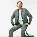 Lacoste קרדיגן עם הדפס מונוגרמה בגזרה רופפת DZ4D0D2635 ירוק בז '7m4 נשים