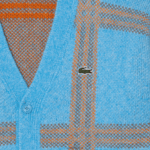 Lacoste קרדיגן צמר בדוגמת טרטן DZ4D0D1394 כחול כתום חום 7cz נשים - Image 4