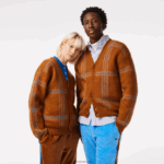 Lacoste קרדיגן צמר בדוגמת טרטן DZ4D0D1395 חום כחול כתום vn2 נשים