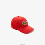 Lacoste רצועה ניגודית וכובע כותנה תנין גדול מדי DZ4D0D2252 אדום f8m גברים