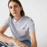 Lacoste רצועות מותגים בכושר רגיל נמתח פולו כותנה DZ4D0D923 chine אפור cca גברים