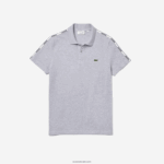Lacoste רצועות מותגים בכושר רגיל נמתח פולו כותנה DZ4D0D923 chine אפור cca גברים - Image 3
