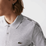 Lacoste רצועות מותגים בכושר רגיל נמתח פולו כותנה DZ4D0D923 chine אפור cca גברים - Image 4