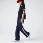 Lacoste רצועות צד מכנסיים אוברסייז DZ4D0D3289 כחול כהה 166 בנות