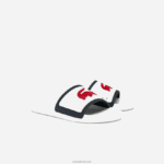 Lacoste רצועת גומי קרוקו מגלשות סינתטיות DZ4D0D1849 לבן/צי ואדום 407 גברים - Image 2