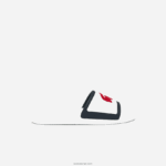 Lacoste רצועת גומי קרוקו מגלשות סינתטיות DZ4D0D1849 לבן/צי ואדום 407 גברים