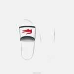 Lacoste רצועת גומי קרוקו מגלשות סינתטיות DZ4D0D1849 לבן/צי ואדום 407 גברים - Image 4