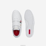 Lacoste רצועת מיסאנו מעור ונעלי ספורט סינתטיות DZ4D0D1878 לבן ואדום 286 גברים - Image 4