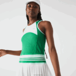 Lacoste שמלת גופייה בצבע קפלים DZ4D0D2497 כחול ירוק לבן 2c5 נשים - Image 2