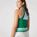 Lacoste שמלת גופייה בצבע קפלים DZ4D0D2497 כחול ירוק לבן 2c5 נשים - Image 3