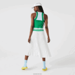 Lacoste שמלת גופייה בצבע קפלים DZ4D0D2497 כחול ירוק לבן 2c5 נשים - Image 4