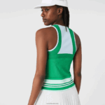 Lacoste שמלת גופייה בצבע קפלים DZ4D0D2497 כחול ירוק לבן 2c5 נשים - Image 7