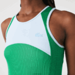 Lacoste שמלת גופייה בצבע קפלים DZ4D0D2497 כחול ירוק לבן 2c5 נשים - Image 8