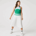 Lacoste שמלת גופייה בצבע קפלים DZ4D0D2497 כחול ירוק לבן 2c5 נשים - Image 9