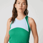 Lacoste שמלת גופייה בצבע קפלים DZ4D0D2497 כחול ירוק לבן 2c5 נשים - Image 10
