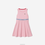 Lacoste שמלת גופיית כותנה אורגנית ממותגת מותן DZ4D0D3285 ורוד אדום חתיך בנות