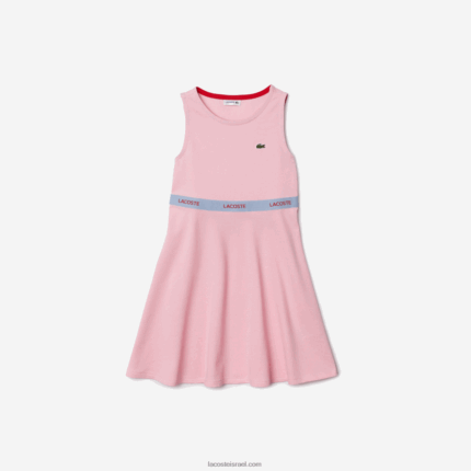 Lacoste שמלת גופיית כותנה אורגנית ממותגת מותן DZ4D0D3285 ורוד אדום חתיך בנות