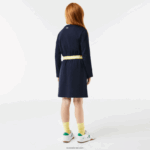 Lacoste שמלת ג'רזי כותנה מנוגדת במותן DZ4D0D3270 כחול כהה 166 בנות - Image 3