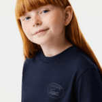 Lacoste שמלת ג'רזי כותנה מנוגדת במותן DZ4D0D3270 כחול כהה 166 בנות - Image 4