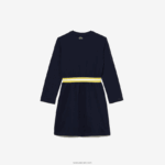 Lacoste שמלת ג'רזי כותנה מנוגדת במותן DZ4D0D3270 כחול כהה 166 בנות - Image 6