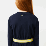 Lacoste שמלת ג'רזי כותנה מנוגדת במותן DZ4D0D3270 כחול כהה 166 בנות - Image 7