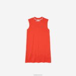Lacoste שמלת חולצת טריקו עם צווארון עגול מכותנה ג'רזי DZ4D0D3085 כתום 02k בנות