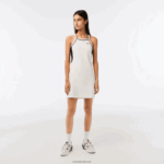 Lacoste שמלת טניס עשויה כותנה אורגנית DZ4D0D2380 לבן 70V נשים